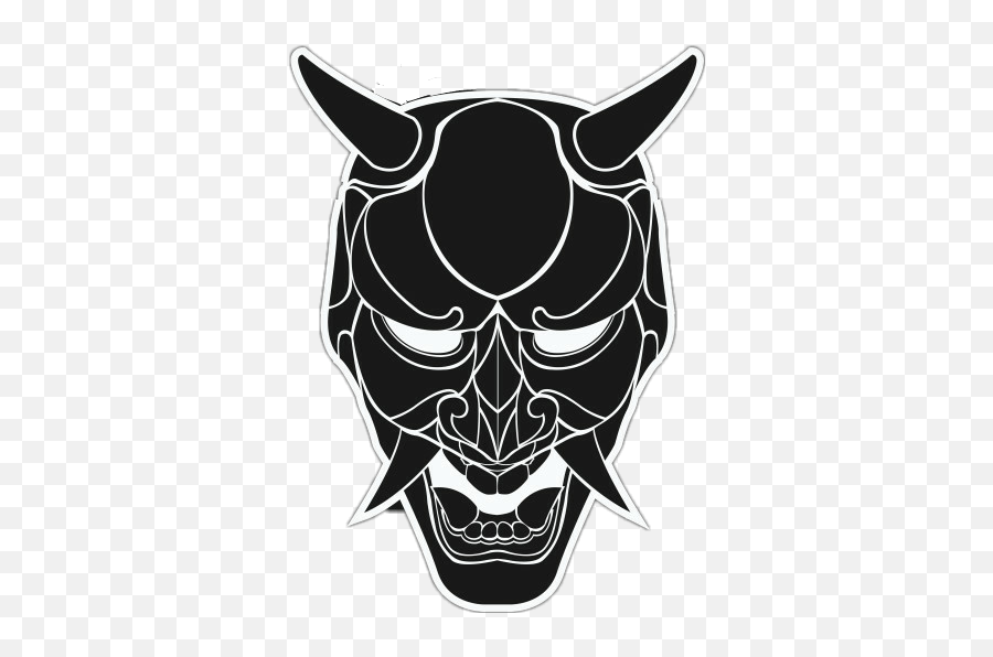 Japanesemask Demon Mask Grunge - Sticker By Japanese Demon Mask Emoji,Japanese Mask Emoji