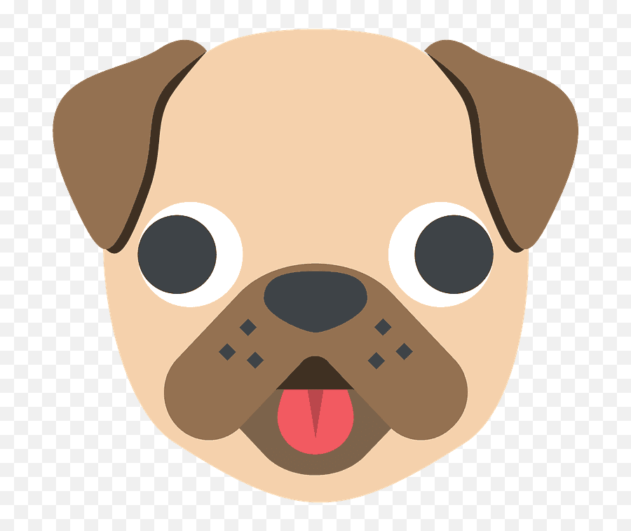 Dog Face Emoji Clipart - Pug Face Clipart,Dog Emoticon