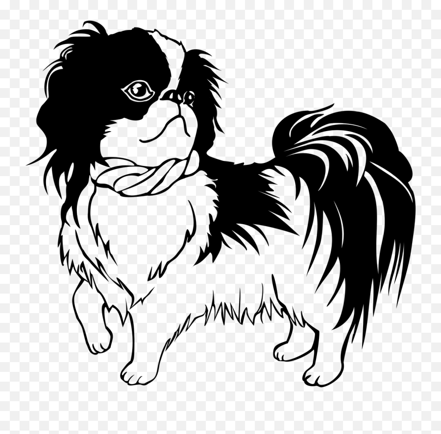 Small Breed Dogs Japanese Chin Dog Cute - Shih Tzu Vector Black And White Emoji,Cat Japanese Emoji