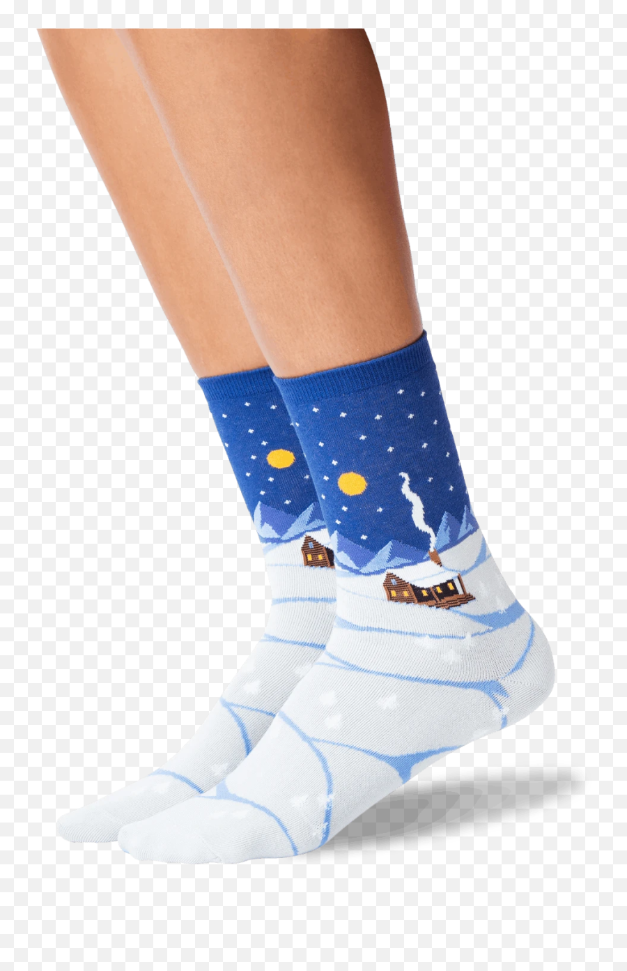 Womens Cabin Scene Crew Socks - Sock Emoji,Man Chicken Leg Emoji