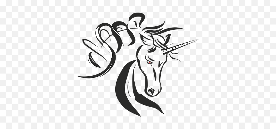 Free Unicorn Horse Vectors - Draw Fairies And Unicorns Emoji,Unicorn Emoji Black And White