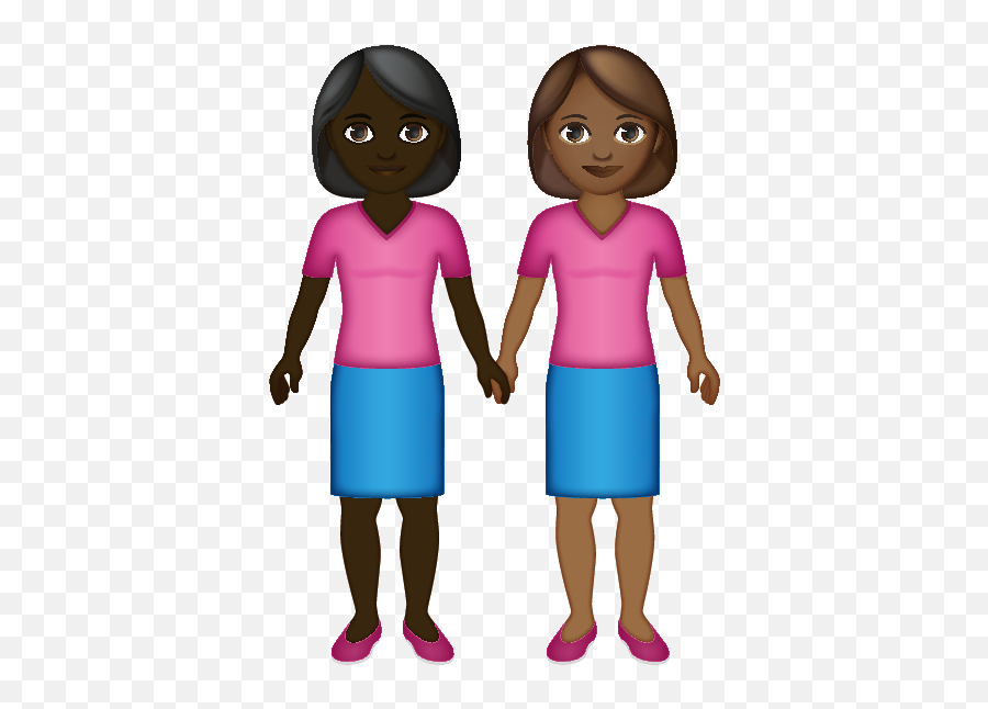 Two Women Holding Hands - Girl Emoji Full Body,Holding Hands Emoji