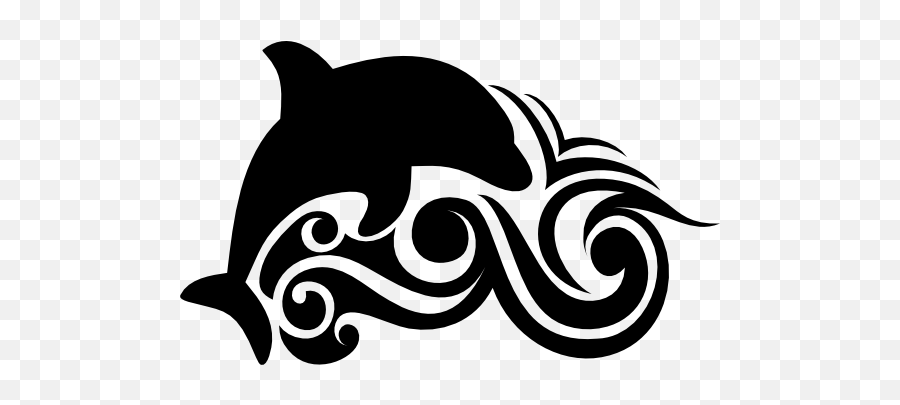 Dolphin Intribal Waves Sticker - Tribal Dolphin Clipart Black And White Emoji,Dolphin Emoji