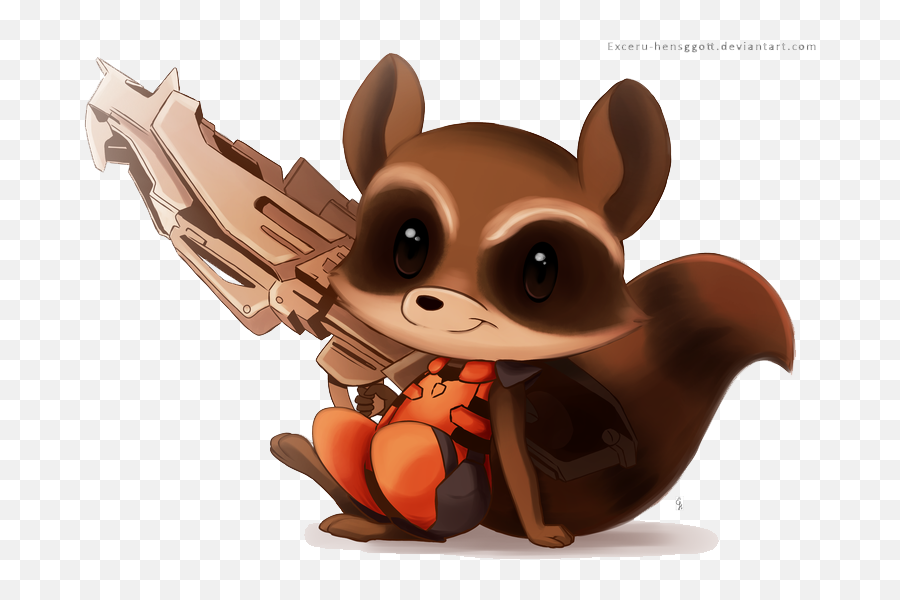 Download Rocket Raccoon Hd Hq Png Image - Chibi Rocket Raccoon Drawing Emoji,Raccoon Emoji