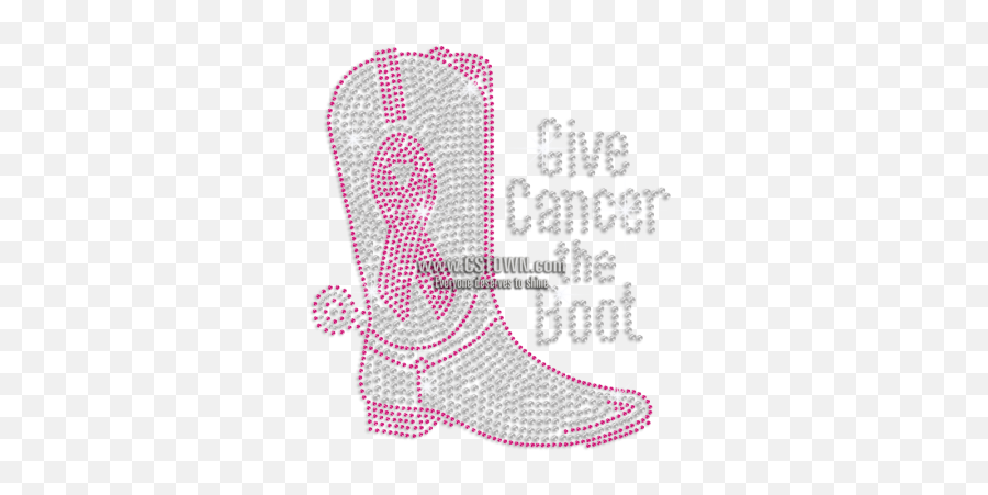 Pretty Cancer Boot Pink Ribbon Iron - Cowboy Boot Emoji,Boot Emoji