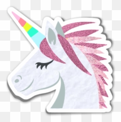 Unicorn Rainbowunicorn Pink White Horn Emoji Glitter - Face From Side
