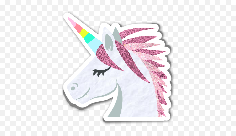 Unicorn Rainbowunicorn Pink White Horn Emoji Glitter - Unicorn Face From Side,Horn Emoji