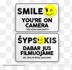 Camera Funny Warning Sign - Smile Emoji