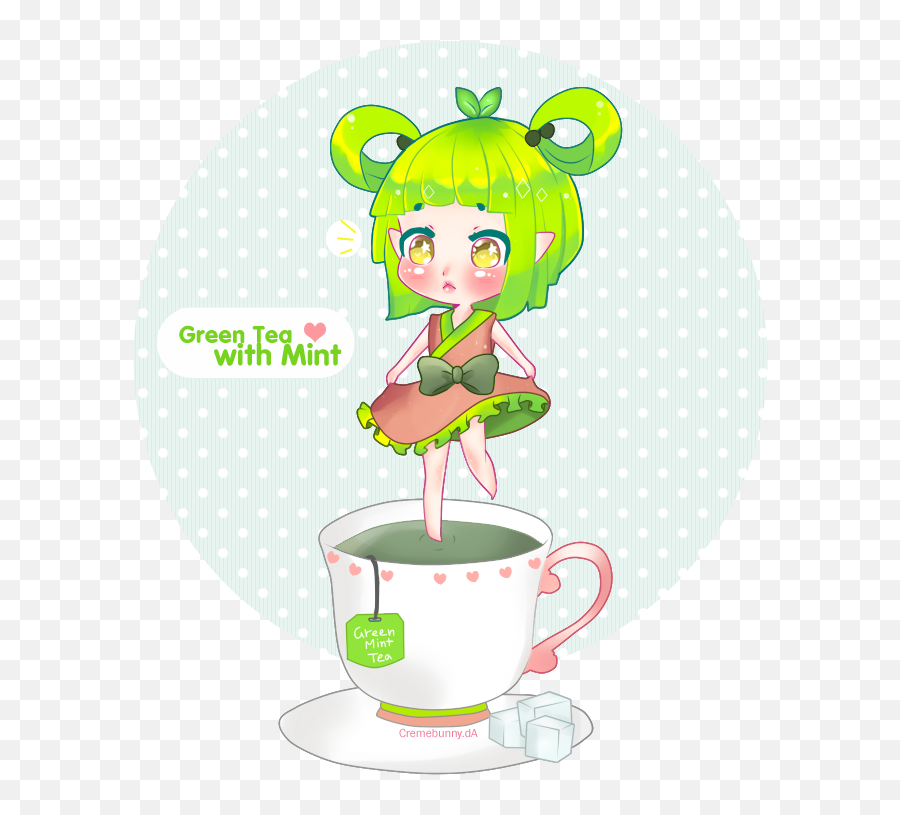 Chibi Green Tea With Mint By Cremebunny - Cartoon Emoji,Green Tea Emoji