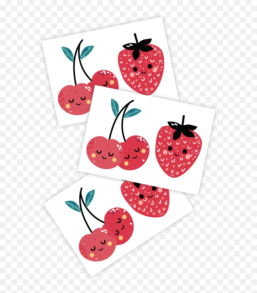Sets Of 3 Temporary Tattoos 64x90 Mm Kids Friendly And Long - Cartoon Emoji,Dragon Fruit Emoji