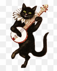 Animal Anthropomorphic Cat Feline Instrument - Cat Playing Banjo Emoji,Goat Emoji