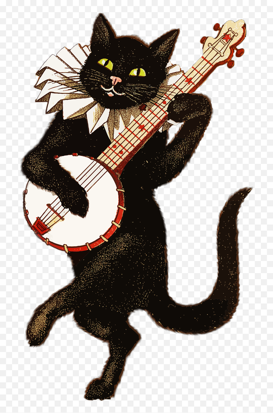 Animal Anthropomorphic Cat Feline Instrument - Cat Playing Banjo Emoji,Goat Emoji