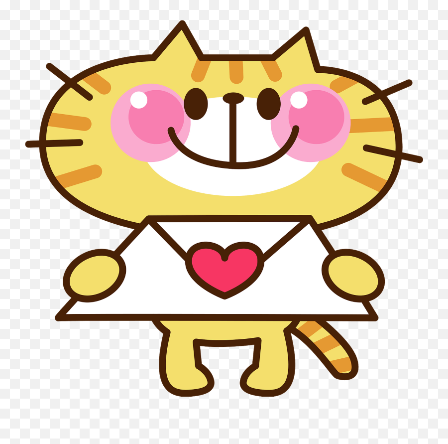 Cat With Love Letter Clipart Free Download Creazilla - Listening To Music Clipart Emoji,Letter Emoticon