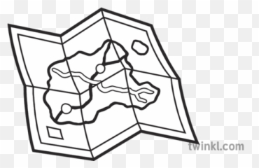 Map Emoji Symbols Emoticons Navigation Orienteering Ks2 - Black And White
