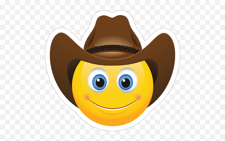 Cute Cowboy With Brown Hat Emoji Sticker - Cowboy Emoji,Cute Emoji
