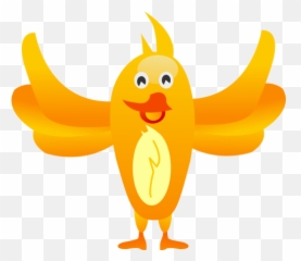 Happy Orange Bird With Wings Spread Wide Vector Image - Yellow Cartoon Emoji