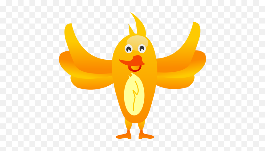 Happy Orange Bird With Wings Spread Wide Vector Image - Yellow Orange Bird Cartoon Emoji,Bird Emoticon