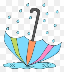Umbrella With Rain Clipart - And Art Emoji