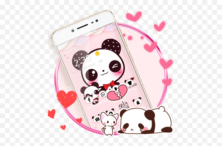 Pink Cute Panda Lovely Theme - Kumpulan Gambar Panda Lucu Pink Emoji,American Flag Emoji Galaxy S7