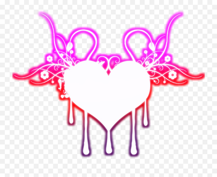 Neon Heart Melting Hearts Pink Orange - Coraçao Neon Png Emoji,Melting Heart Emoji