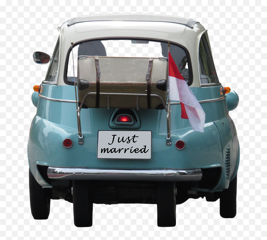 Wedding Just Married Bride And Groom Marry Love - Just Married Car Free Png Emoji,Wedding Ring Emoji