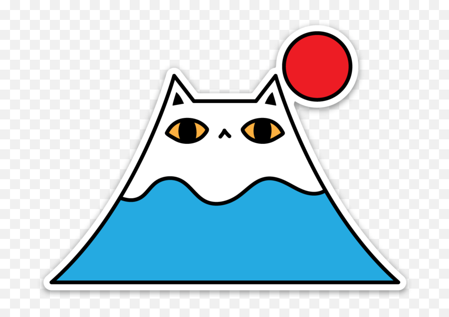 Mount Fuji Cat Vinyl Sticker - Fuji Mountain Fuji Cartoon Emoji,Emoji Vinyl Stickers