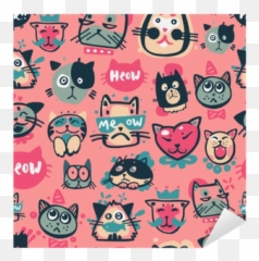 Cute Hipster Cat Faces Kitty Pet Head Avatar Emotion Icons Seamless Pattern Background Vector Illustration Sticker U2022 Pixers - We Live To Change Torba Na Zakupy Dla Dziewczynki Z Kotkami Emoji,Emotion Icons