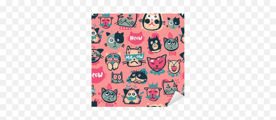 Cute Hipster Cat Faces Kitty Pet Head Avatar Emotion Icons Seamless Pattern Background Vector Illustration Sticker U2022 Pixers - We Live To Change Torba Na Zakupy Dla Dziewczynki Z Kotkami Emoji,Emotion Icons