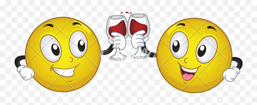 Smiley Couple Wine Toast - Emoticono Brindis Emoji,Wine Emoticon