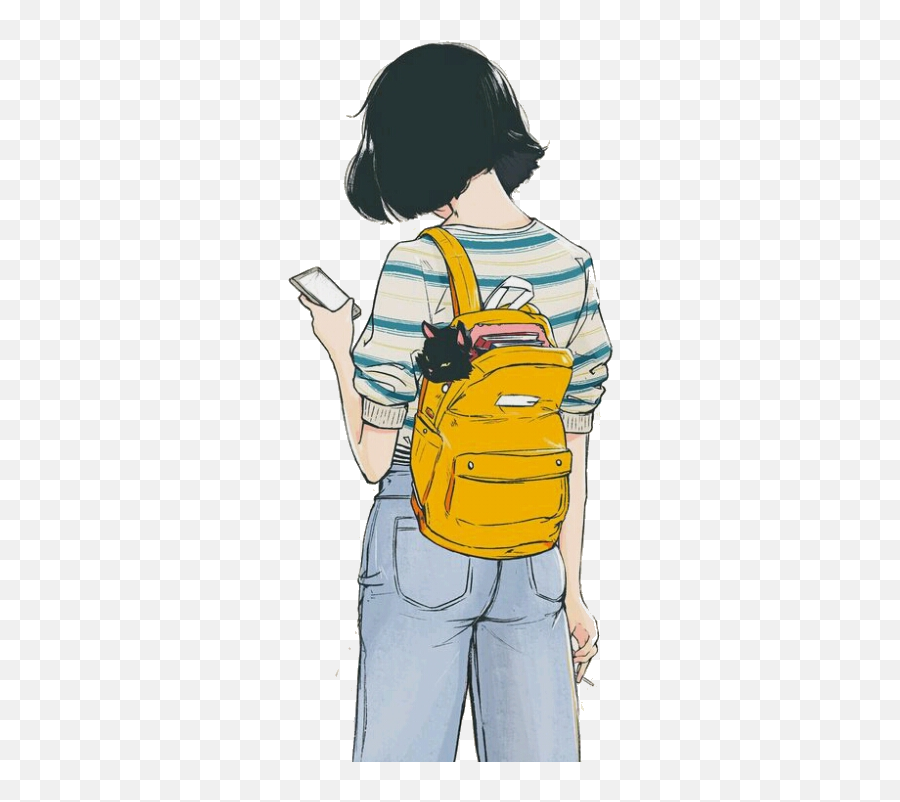 Schoolbag Book Books Girl Girlsgirly - Aesthetic Anime Drawings Emoji,Books And Bag Emoji