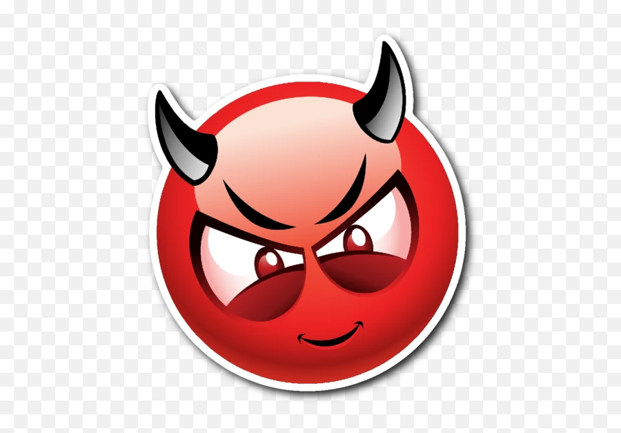 Devil Smiley Emoji Vinyl Die Cut Sticker - Transparent Devil Emoji Png,Smiley Emoji