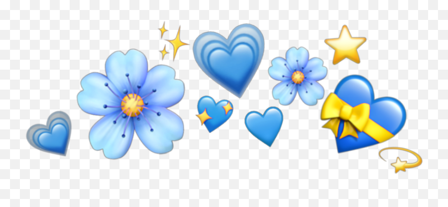 Hearts Flowers Emoji Crown Blue Sticker - Cute Wholesome Memes For Boyfriend,Blue Flower Emoji