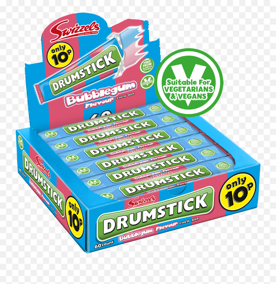 Swizzels 10p Drumstick Bubblegum Chew Bar 18g - Product Label Emoji,Drumstick Emoji