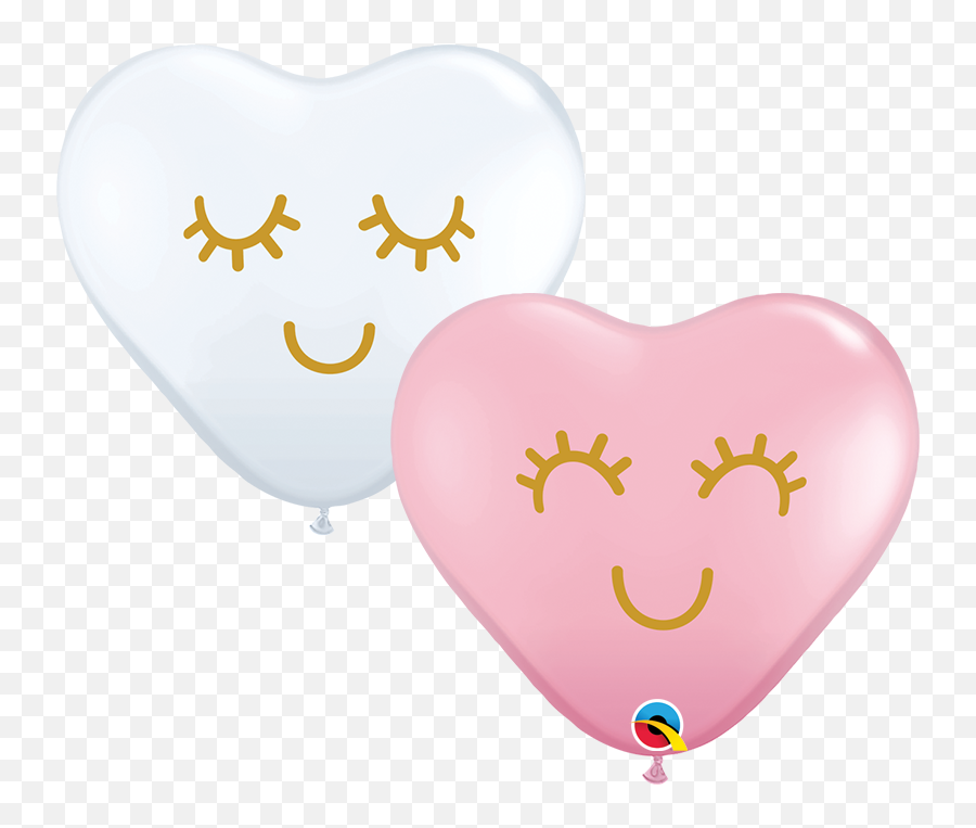 Eyelashes Latex Balloons Pink White - Corazon Con Pestañas Emoji,Heart Emoji Balloon