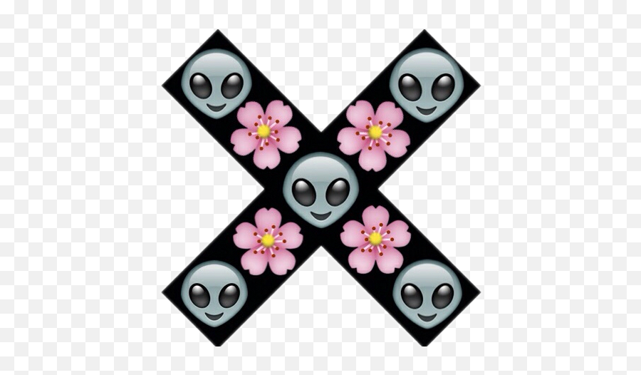 Black Alien Flower Emoji - Clip Art,Black Flower Emoji