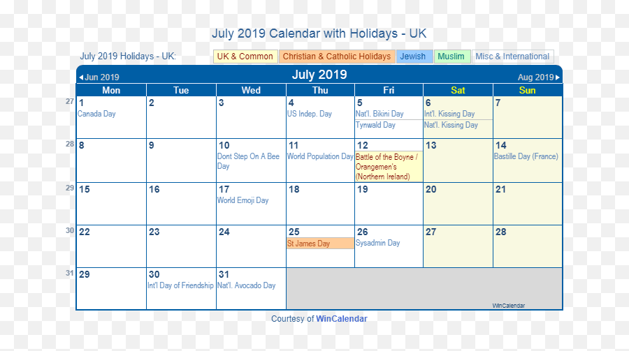 July 2019 Calendar With Holidays Uk - Number Emoji,Emoji 2017 Calendar