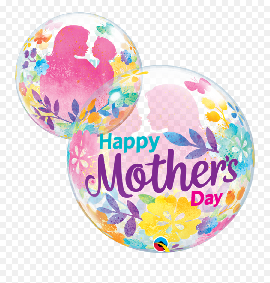 Download Hd 22 Motheru0027s Day Silhouette Bubble Balloon - Qualatex Mothers Day Balloon Bubbles Emoji,Mother's Day Emoji