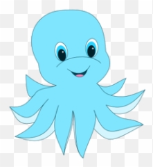 Baby blue octopus Free SVG - Cute Blue Cartoon Octopus Emoji