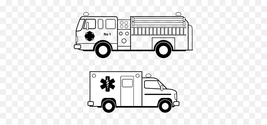 Download Ambulance Emergency Fire Truck - Outline Fire Truck Clipart Emoji,Firetruck Emoji