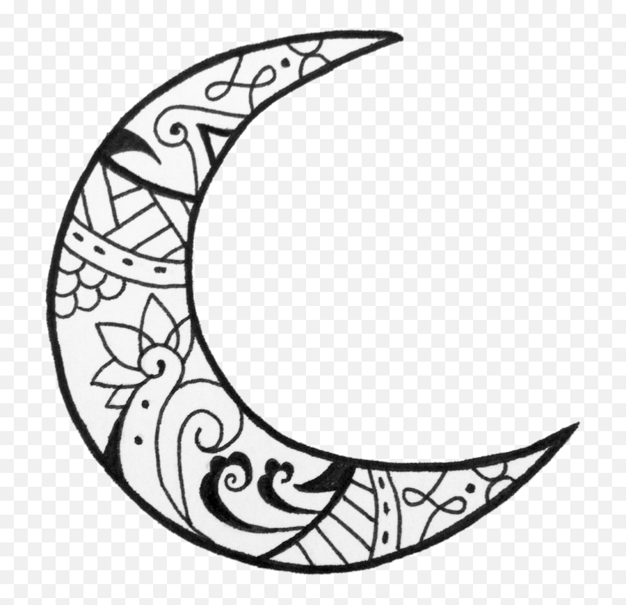 Crescent Moon Designs Henna Photo - Moon Tattoo Png Emoji,Black Crescent Moon Emoji