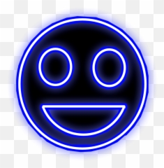 Happy Happiness Blue Neon Face Circle - Gulf Emoji