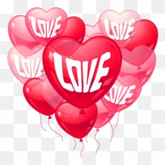 Love Heart Baloons Png Clipart Picture - Transparent Background Valentines Day Emoji