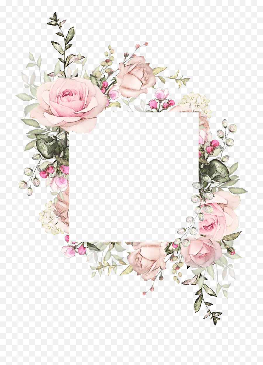 Pink Flower Frame Illustration Wedding - Watercolor Transparent Floral Frame Emoji,Pink Flower Emoji Png