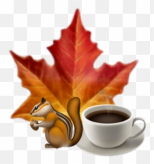 Autumn Squirrel Leaf Coffee Emoji - Orange Emoji Crown Png,Squirrel Emoji
