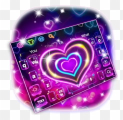 Lavender Neon Heart Keyboard Theme - Apps Google Play Girly Emoji