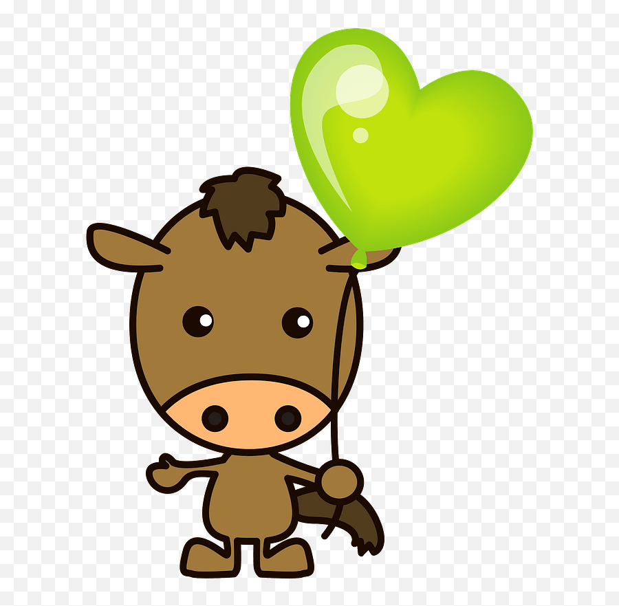 Horse Is Holding A Heart Balloon Clipart Free Download Emoji,Giant Heart Emoji