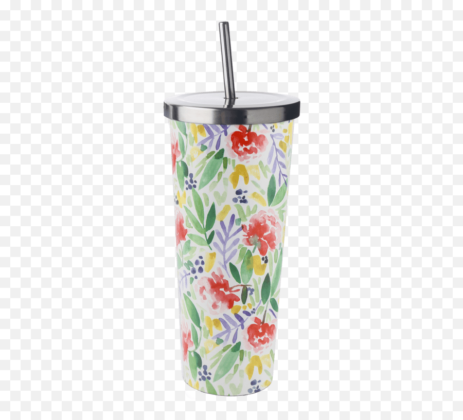 Cambridge Stainless Steel Floral Tumbler - Lid Emoji,Vase Bomb Emoji