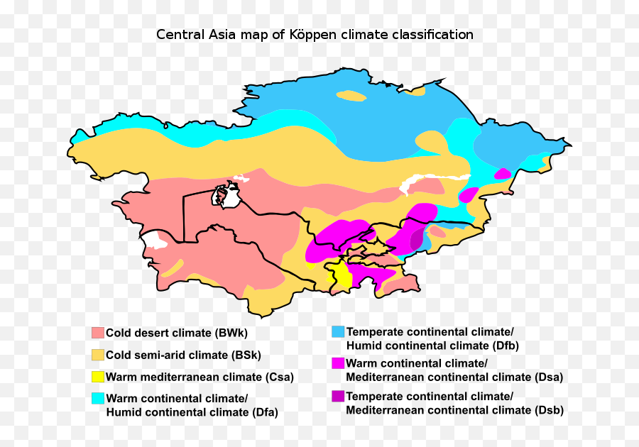 Central Asia Map Of Köppen Climate - Mediterranean Climate Of Asia Emoji,Dominican Republic Emoji