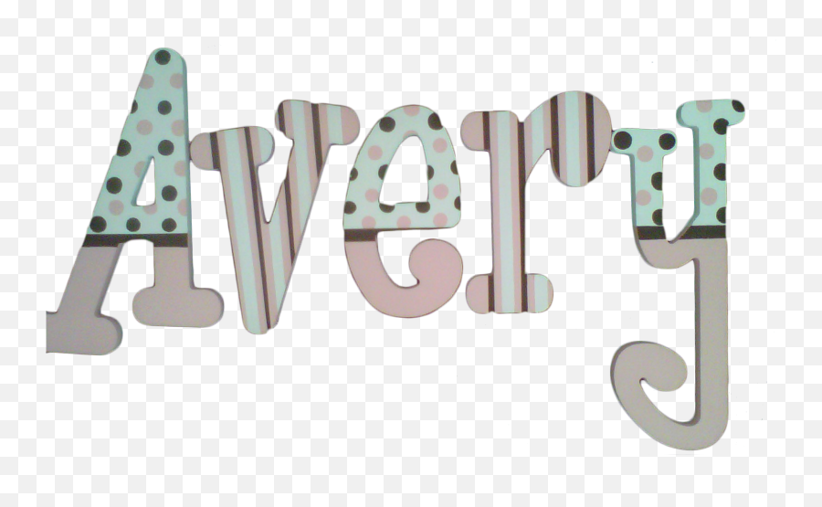 Avery Pink And Brown Hand Painted Wall Letters Clipart - Language Emoji,Metal Hands Emoji