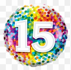 Rainbow Confetti Number Fifteen 18 inch 45 cm Foil Balloon Q13562 - 15 Th Birthday Ballon Emoji